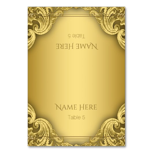 Elegante gouden zitplaatskaarten kaart (Voorkant)