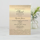 Elegante gouden zoete 16 verjaardag uitnodiging (Staand voorkant)