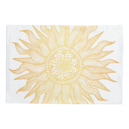 Elegante gouden zon mandala kunst kussensloop (Achterkant-Links)
