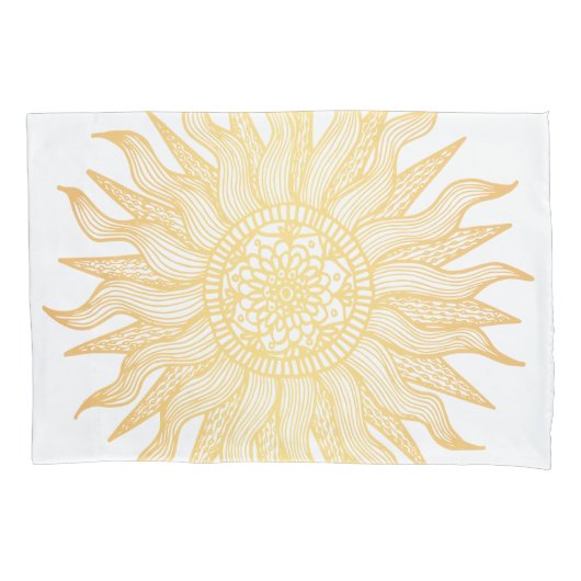Elegante gouden zon mandala kunst kussensloop (Voorkant-Links)