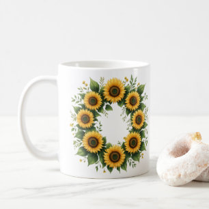 Elegante gouden zonnebloemkrans koffiemok