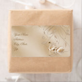 Elegante gouden zwanen formele bruiloft adres labe etiket (Insitu)