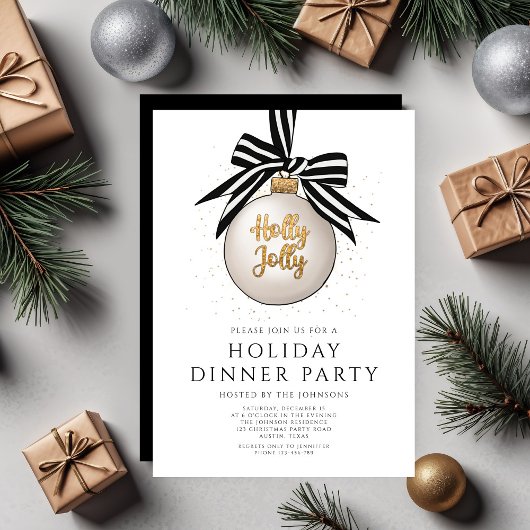 Elegante gouden zwart-wit feestdag diner partij kaart