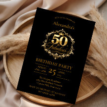 Elegante Gouden Zwarte 50e Verjaardagsviering