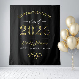 Elegante Gouden Zwarte Afloscus 2026 Achtergrond Wandkleed
