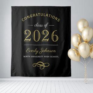 Elegante Gouden Zwarte Afloscus 2026 Achtergrond Wandkleed