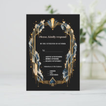 Elegante Gouden Zwarte Art Deco Casino Avond Bruil