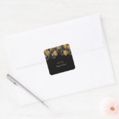 Elegante gouden zwarte ballonnen confetti bruiloft vierkante sticker (Envelop)