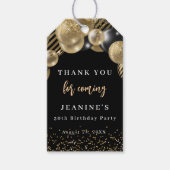Elegante Gouden Zwarte Ballonnen Dank u wel Cadeaulabel (Voorkant)