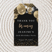 Elegante Gouden Zwarte Ballonnen Dank u wel Cadeaulabel