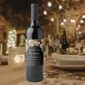 Elegante Gouden Zwarte Ballonnen Dank u wel Wijn Etiket