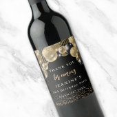 Elegante Gouden Zwarte Ballonnen Dank u wel Wijn Etiket