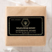  elegante gouden zwarte bijenhoningpot etiket (Insitu)