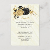 Elegante gouden & zwarte bloemen & bladeren detail informatiekaartje (Voorkant)