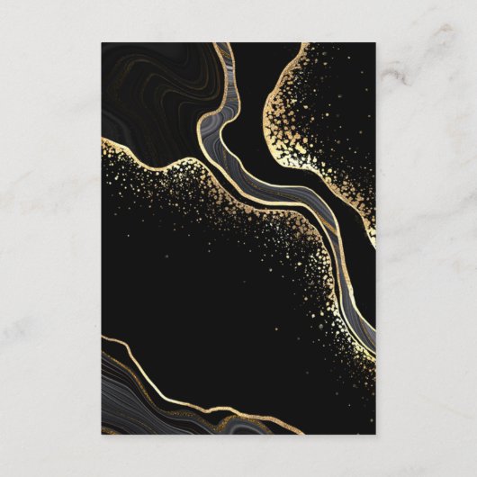 Elegante gouden & zwarte bloemen & bladeren detail informatiekaartje (Achterkant)