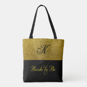 Elegante gouden & zwarte bruid monogram tote bag (Achterkant)