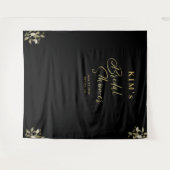 Elegante gouden zwarte bruidsdouche foto achtergro wandkleed (Voorkant (horizontaal))