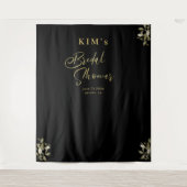 Elegante gouden zwarte bruidsdouche foto achtergro wandkleed (Voorkant)