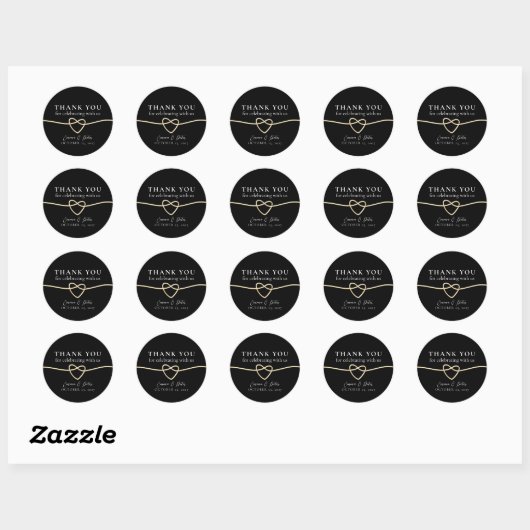 Elegante gouden zwarte bruiloft Dank u Sticker (Vel)
