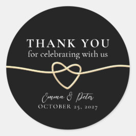 Elegante gouden zwarte bruiloft Dank u Sticker