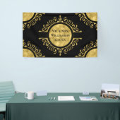 Elegante gouden zwarte bruiloft meneer en mevrouw. spandoek (Beurs)