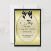 Elegante gouden, zwarte en juweelboog verjaardag kaart (Voorkant)