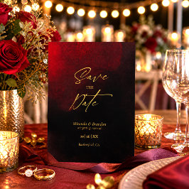Elegante Gouden Zwarte en Rode Bruiloft Save The Date