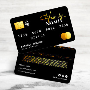 Elegante Gouden Zwarte Glans Hairstylist Creditcar Visitekaartje