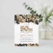 Elegante gouden zwarte glitters 50e verjaardagsuit briefkaart (Staand voorkant)