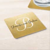 Elegante gouden zwarte huwelijkscadeau gunsten - M Kartonnen Onderzetters (Schuin)