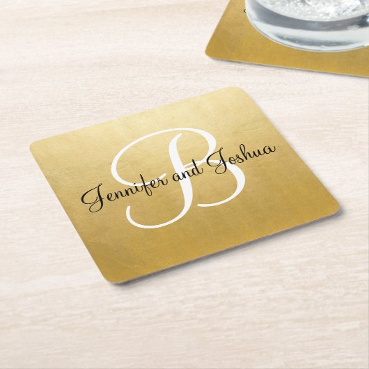 Elegante gouden zwarte huwelijkscadeau gunsten - M Kartonnen Onderzetters (Schuin)