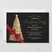 Elegante gouden zwarte kerstboom lint vakantie par kaart (Voorkant)