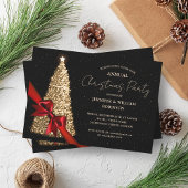 Elegante gouden zwarte kerstboom lint vakantie par kaart