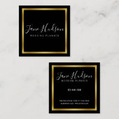 Elegante Gouden Zwarte Minimalistische Bewerkbare  Vierkante Visitekaartje (Voorkant / Achterkant)