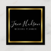 Elegante Gouden Zwarte Minimalistische Bewerkbare  Vierkante Visitekaartje (Voorkant)