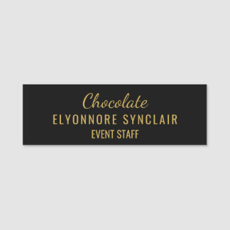 Elegante Gouden Zwarte Minimalistische Chocolade E Naamplaatje