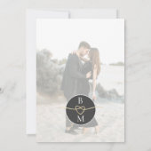 Elegante gouden zwarte minimalistische huwelijksui kaart (Achterkant)