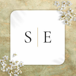 Elegante Gouden Zwarte Monogram Minimalistisch Vierkante Sticker