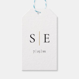 Elegante Gouden Zwarte Monogram Trouw Cadeaulabel