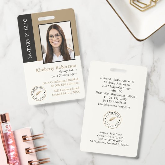 Elegante Gouden Zwarte Notaris ID Badge (Kantoor)