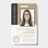 Elegante Gouden Zwarte Notaris ID Badge (Voorzijde)