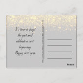 Elegante gouden zwarte oudejaarsuitnodiging briefkaart (Achterkant)