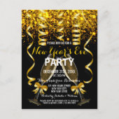 Elegante gouden zwarte oudejaarsuitnodiging briefkaart (Voorkant)