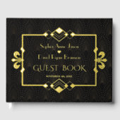 Elegante Gouden Zwarte Roaring 20's Art Deco Bruil Gastenboek (Voorkant)