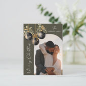 Elegante Gouden Zwarte Siervoorwerpen Boog Foto Fe Feestdagenkaart (Staand voorkant)