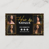 Elegante gouden zwarte Sparkle foto kapper Visitekaartje (Achterkant)
