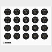 Elegante gouden zwarte trouw-sticker voor dankjewe ronde sticker (Vel)