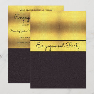 Elegante gouden & zwarte verloving kaart
