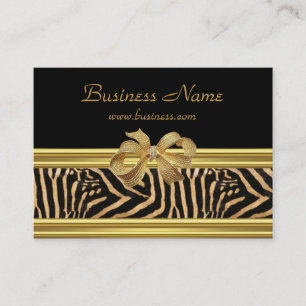 Elegante Gouden Zwarte Zebra Streep Gouden Boog Visitekaartje