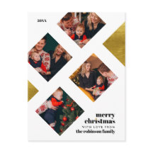 Elegante goudfolie & 4 foto's Kerstvakantie